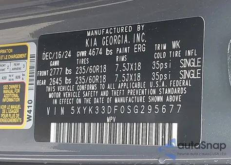 2025 Kia Sportage Ex from USA, damaged, VIN 5XYK33DF0SG295677